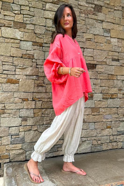Mimi Pillow Cotton Batwing Blouse Watermelon 